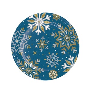 Snowflake Party Plates - Winter Wonderland Party, Christmas Party Supplies, Snowflake First Birthday, Christmas Plates, Winter Birthday