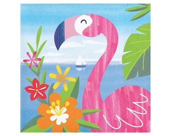 Flamingo Napkins - Tropical Party, Flamingo Birthday, Luau Party, Tropical Baby Shower, Tropical Bachelorette, Flamingo Party Supplies