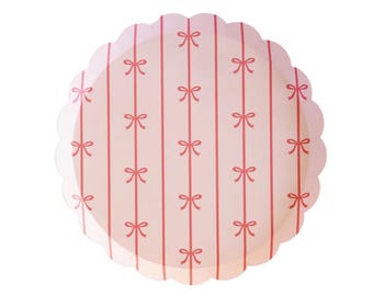 Platos de fiesta con lazo rosa - Platos para despedida de soltera, decoración navideña rosa, artículos para San Valentín, decoraciones de cumpleaños de princesa