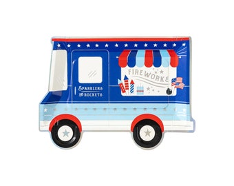 Papieren borden vuurwerkwagen - 4 juli feestdecoraties, Independence Day Party, patriottische verjaardagsborden, patriottische feestartikelen