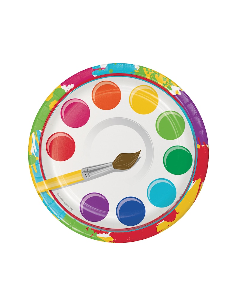 7 Art Palette Plates Paint Party Plates Art Party Etsy