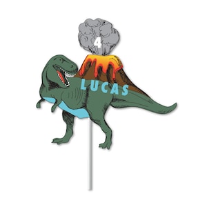Personalized Dinosaur Cake Topper - Dinosaur Cake Decorations, Dino Birthday Supplies, Dinosaur Party Decorations, Dino Birthday Decorations