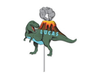 Personlig dinosaurietårtdekoration - Dinosaurietårtdekorationer, Dinosaurfödelsedagstillbehör, Dinosauriefestdekorationer, Dinosaurfödelsedagsdekorationer