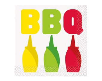 BBQ Napkins, Barbecue Party Supplies, Back Yard BBQ Party, Pool Party, Picnic Theme Party, Cookout Paper Napkins, BBQ Party Tableware
