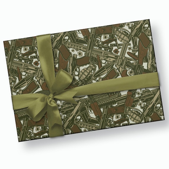Gun Gift Wrap - Gun Wrapping Paper, Gun Gift, Hunting Gifts, Gifts for Dad, Fathers Day Gift, Gifts for Husband, Wrapping Paper for Men