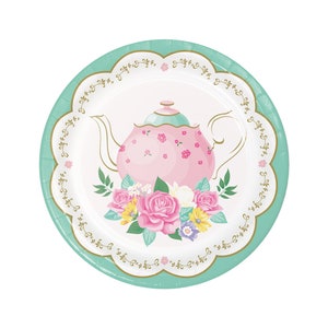 Tea Party Plates - Garden Party, Floral Tea Party, Tea Baby Shower, Wedding Shower Tea, Tea Birthday, Tea for Two, Tea Party Birthday Plates