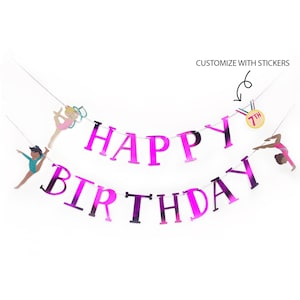 Gymnastics Birthday Banner - Gymnastics Party Decorations, Girl Birthday Supplies, Gymnastics Birthday Decoration, Gymnastics Party Supplies