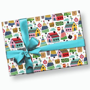Christmas Village Gift Wrap - Holiday Gift Wrap, Christmas Wrapping Paper, Christmas Gift Wrap, Holiday Wrapping Paper, Gift Wrapping