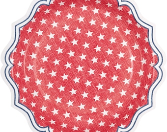 Americana papieren borden met ster, patriottische feestborden, Fourth of July-dessertborden, rood wit blauw BBQ-decor, 8 kt