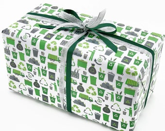 Garbage Wrapping Paper - Gift Wrap, Garbage Party, Boy Birthday, Garbage Truck Birthday, Waste Management, Birthday Gift, Present Wrap
