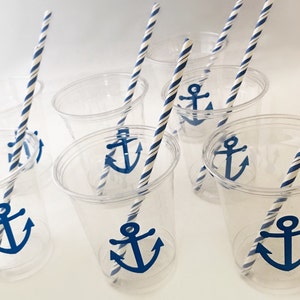 Nautical Party Cups Nautical Wedding Anchor Cups Nautical Baby Shower Beach Wedding Engagement Party Pirate Theme Birthday Cups image 3