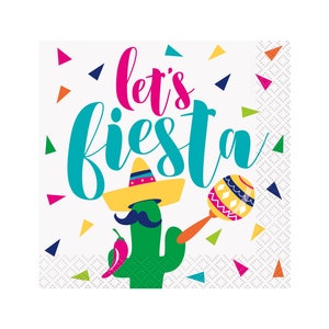 Let's Fiesta Napkins - Festa de Fiesta, Festa de Cinco de Mayo, Decorações de Festa, Festa de Cacto, Aniversário de Cacto, Aniversário de Fiesta, Guardanapos de Festa