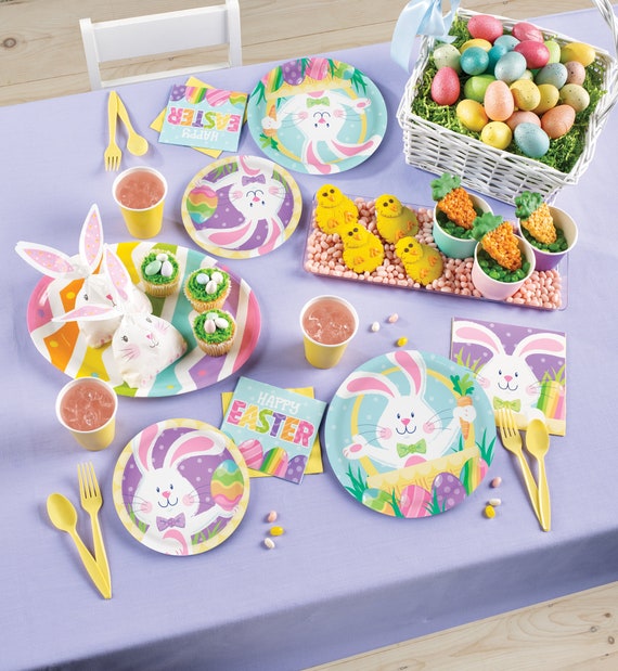 Aazon.co: Tineit 92 Pcs Easter Plates And Napkins, Easter Party
