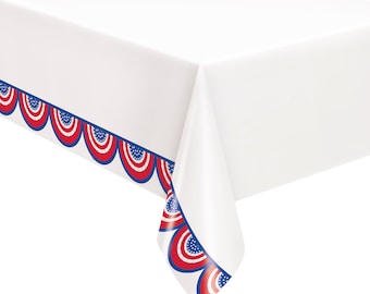 Rödvit & blå festduk, pappersduk, patriotiska festtillbehör, bordsdekorationer, amerikansk födelsedag, stjärnor och ränder-fest