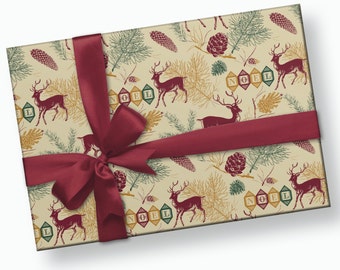 Woodland-inpakpapier - Cadeaupapier voor de feestdagen, inpakpapier voor kerst, kerstcadeaupapier, inpakpapier voor mannen, inpakpapier voor de feestdagen