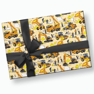 Inpakpapier bouw - Verjaardagsfeestje bouw, bouwfeest, bouwverjaardagsversieringen, inpakpapier verjaardag