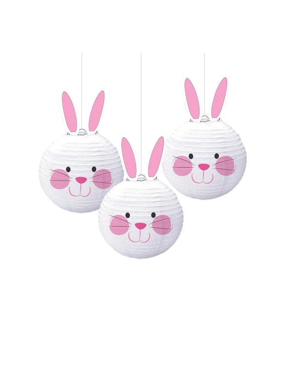 3 Bunny Lanterns Bunny Birthday Bunny Party Decorations Etsy - bunny face mask roblox like this pin make sure to follow
