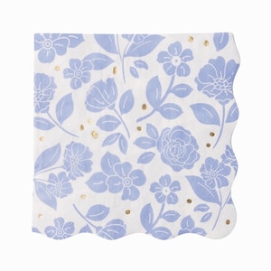 Floral Blue Luncheon Napkins 20ct - Blue Floral Garden Party, Something Blue Bachelorette, Baby in Blue Shower, Blue Botanical Birthday