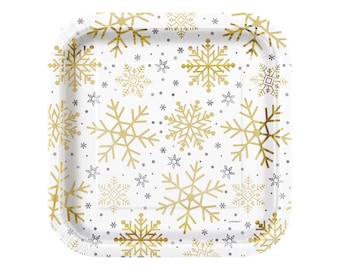Snowflake Plates - Snow Princess Party, Winter Wonderland, Snowflake Party Decorations, Birthday Decorations, Holiday Party Plates