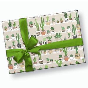 Papel de regalo para cactus - Papel de regalo para plantas, Papel de regalo para plantas, Regalo para plantas de interior, Regalo de cumpleaños para plantas, Regalo para suculentas, Papel de regalo para amantes de las plantas