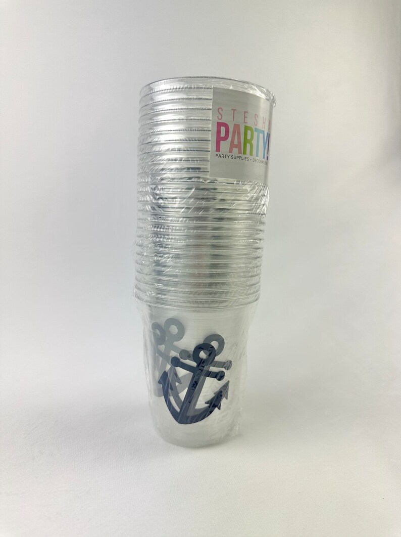 Nautical Party Cups Nautical Wedding Anchor Cups Nautical Baby Shower Beach Wedding Engagement Party Pirate Theme Birthday Cups image 4