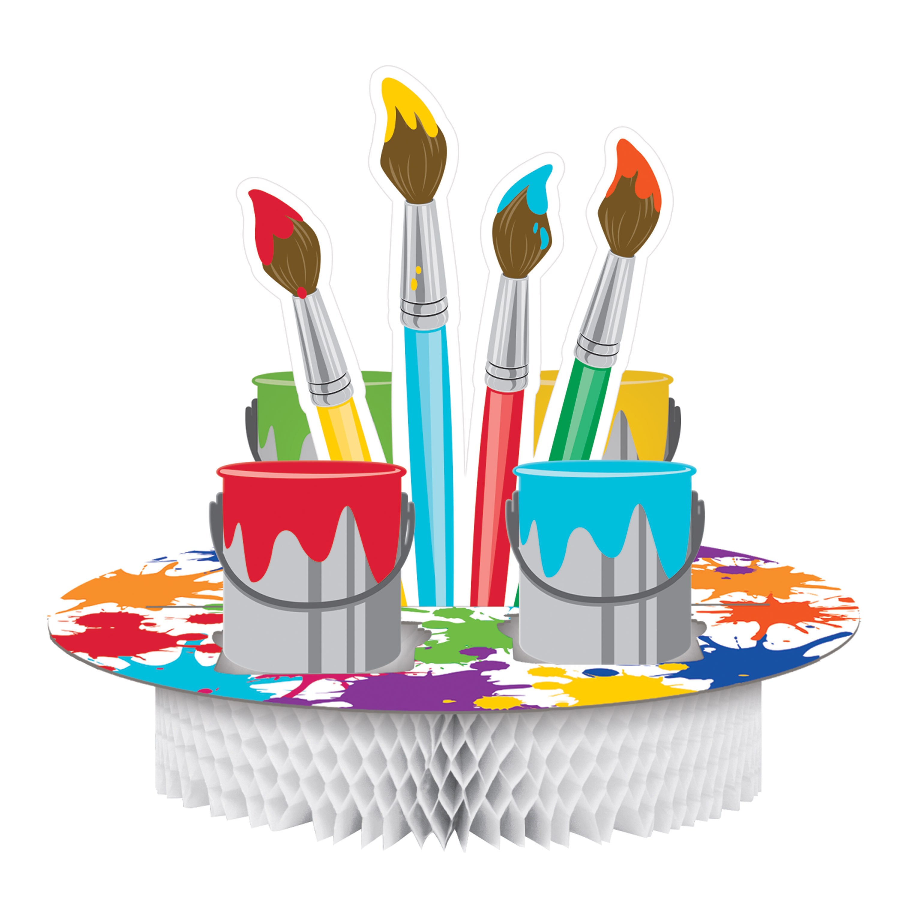 Poen Kunst-Party-Set – 50 Pappteller & 50 Servietten Mit Mal-Motiven, Bunt, Für Kreative Mottopartys