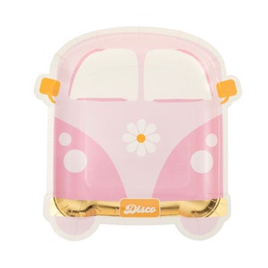 ディスコデイジーバンプレート8枚セット、フラワーパワーパーティー用品、グルーヴィーな誕生日パーティーデコレーション、ディスコパーティープレート、ヒッピー誕生日パーティー食器