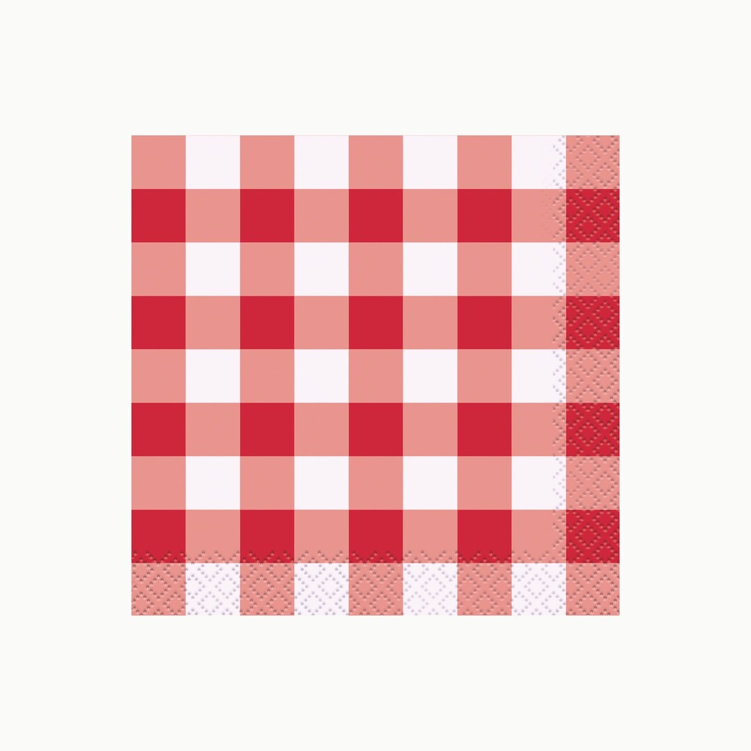 Red Gingham Paper Napkins, Backyard BBQ Party, Picnic Theme Party