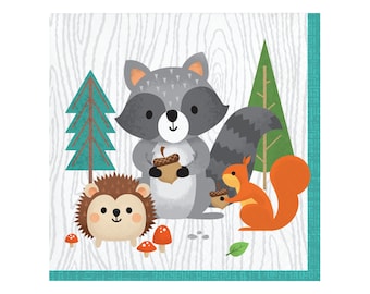 Woodland Party Napkins - Woodland Birthday, Woodland Baby Shower, Woodland Animals Baby Shower, Woodland Party Supplies, Birthday Napkins