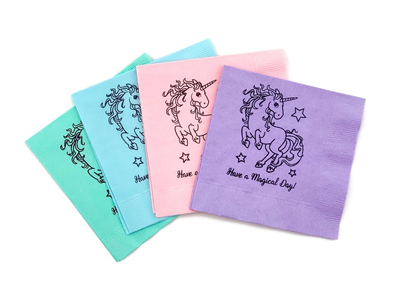 Unicorn Napkins Unicorn Party Decorations, Unicorn Party Supplies, Unicorn Birthday, Party Napkins, Birthday Napkins, Pastel Rainbow Party image 1