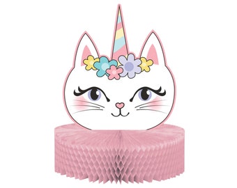 Cat Party Centerpiece - Caticorn Party, Cat Party Supplies, Unicorn Cat Party, Unicorn Birthday, Pastel Rainbow Party, Kitty Birthday Party