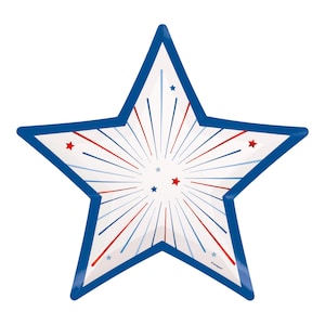 Patriotic Star Shaped Paper Plates 8ct – Red White and Blue 4th of July Plates for Dessert or Lunch, Memorial Day BBQ Party Plates