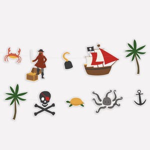 Guirnalda de fiesta pirata: decoraciones de cumpleaños piratas, suministros para baby shower de marineros, fiesta con mapa del tesoro, cumpleaños de Ahoy Matey, pancarta de piratas