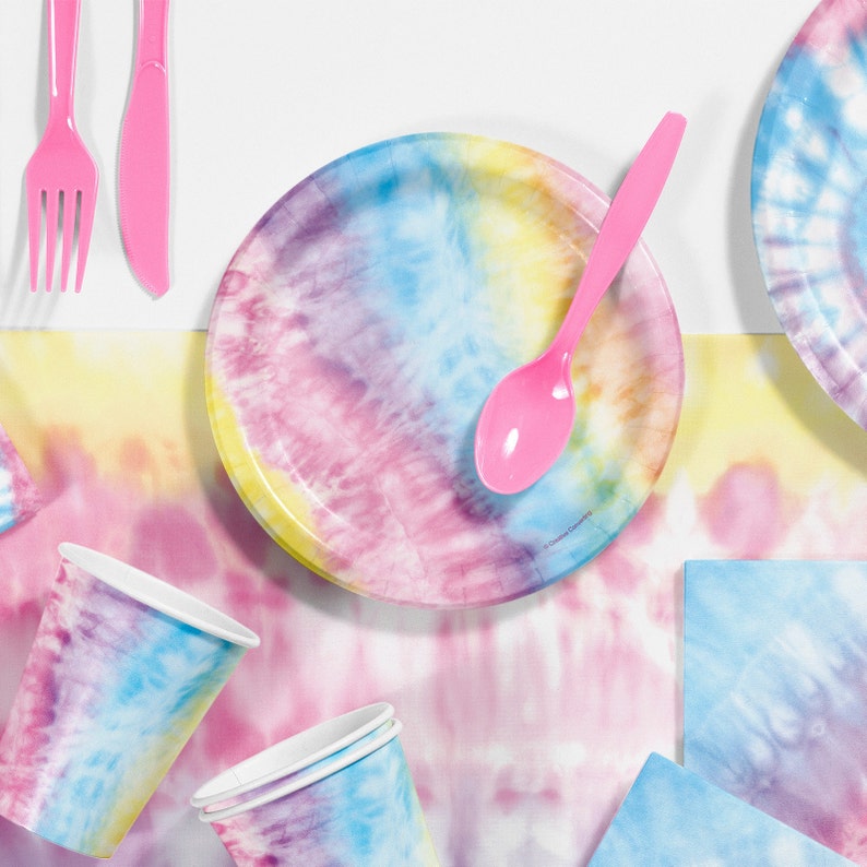 Tie Dye Plates Pastel Tie Dye Party Tie Dye Birthday Etsy