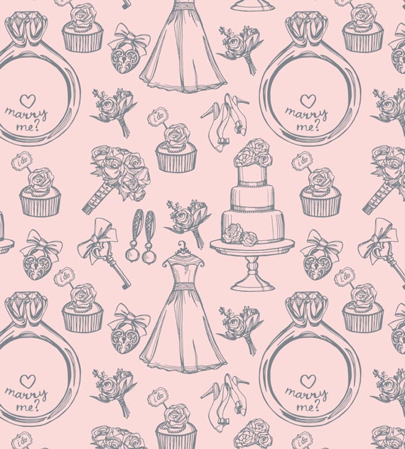 VINTAGE Bridal Shower Wrapping Paper 2 Sheets- Pink, Green and