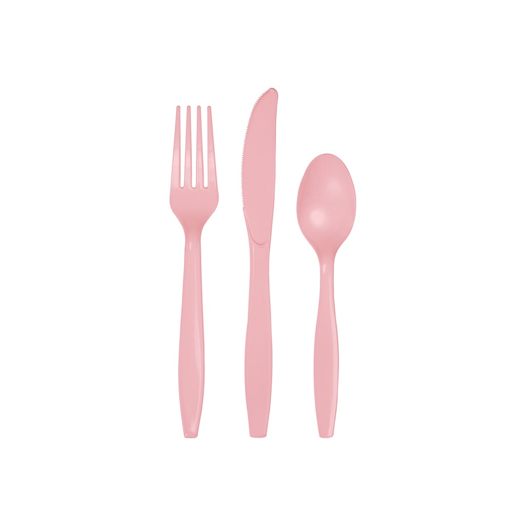 96 Sets Light Pink Cutlery - Pink Party Supplies, Girl Baby Shower ...