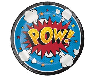 Superhero Plates - Superhero Birthday, Birthday Plates, Party Decorations, Birthday Decorations, Party Supplies, Party Plates, Paper Plates