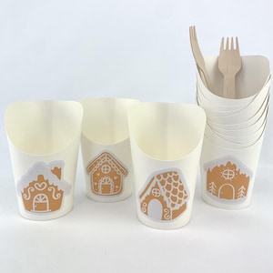 Gingerbread Charcuterie Cups - Scoop Paper Cups, Pink Gingerbread Party Supplies, Holiday Charcuterie Cups, Snack Cups, Treat Containers