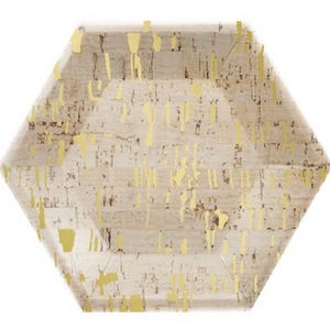Gold Foil Hexagon Plates 8ct – 8&quot;x9.25&quot; Disposable Paper Plates for Bridal Shower, Holiday Party, Wedding, Boho or Rustic Event