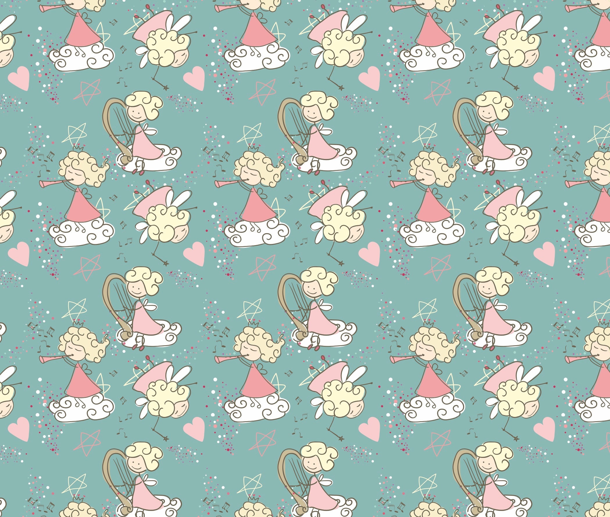 Angel Christmas Paper - Angel Wrapping Paper, Childrens Gift Wrap, Baby ...