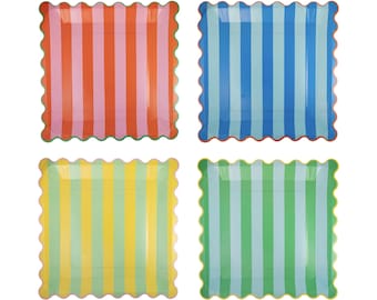 Piatti di carta arcobaleno a righe grandi, 8 pezzi - Festa di compleanno artistica, Articoli per feste arcobaleno, Piatti per feste di pittura, Piatti per compleanno bambini, Compleanno del cane