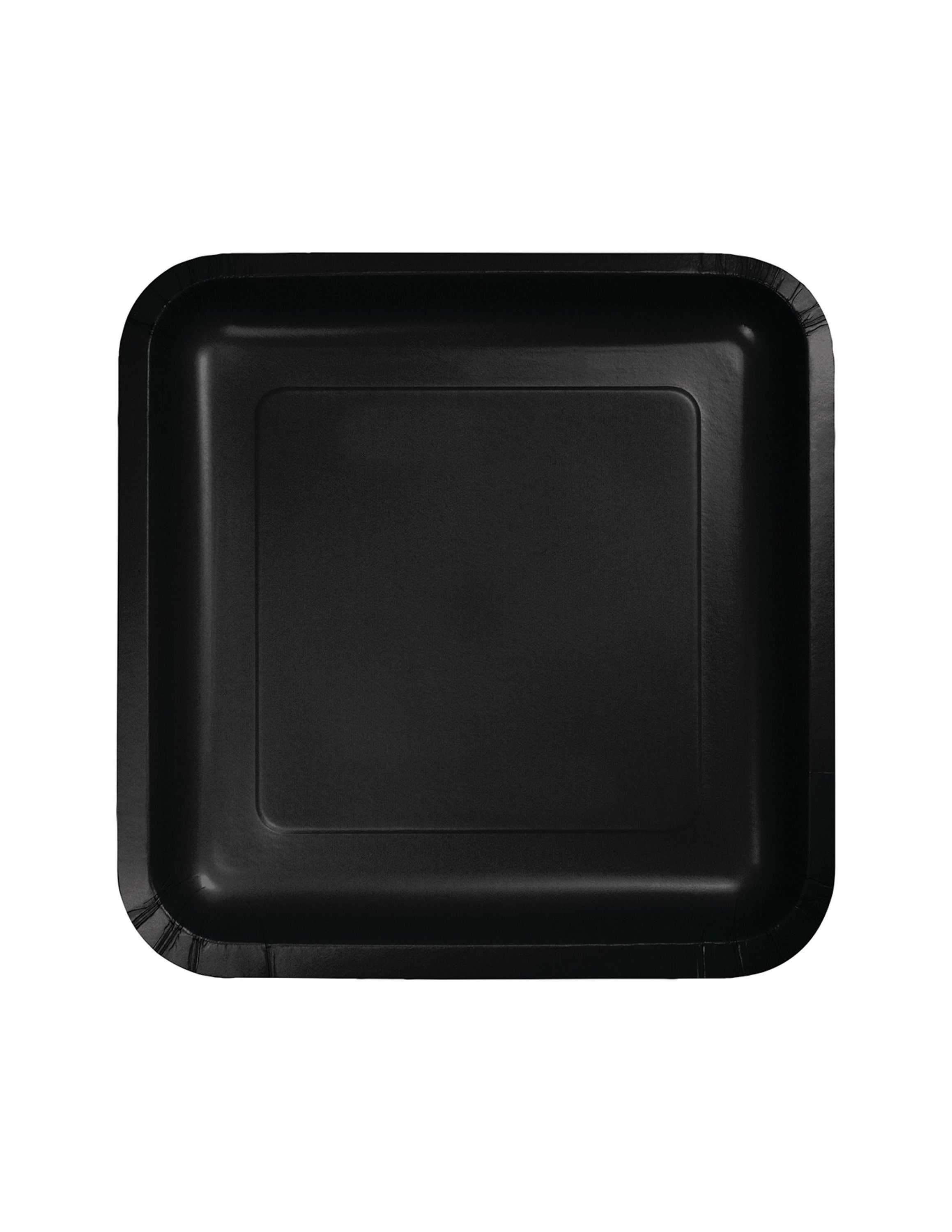 18 Large Square Black Plates Black Party Plates Paper Etsy