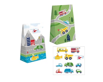 Transportation Favor Bags, Birthday Favors, Vehicles Birthday Decor, Cars & Trucks Party, Things That Go, Party Favor Containers, Treat Bags
