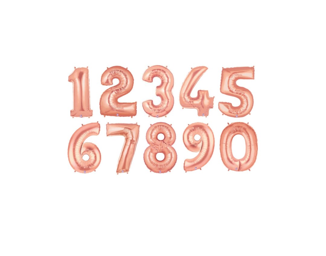 40 Rose Gold Number Balloons 1 Balloon, Two Balloon, 3 Balloon, 4