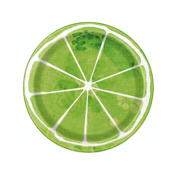 Lime Party Cake Plates - Citrus Party Decorations, Fruit Birthday Plates, Citrus Birthday, Fruit Party Decorations, Citrus Party Supplies