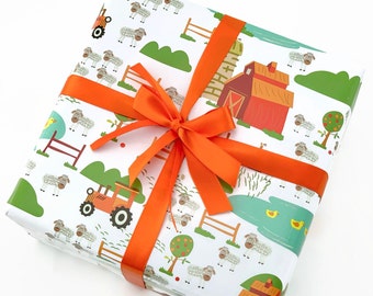 Rote Scheune Geschenkpapier - Baby Geschenkpapier, Bauernhof Geschenkverpackung, Babyparty Geschenkpapier, Babyparty Geschenkpapier, Bauernhofgeburtstag, Bauernhoftier Geschenkpapier