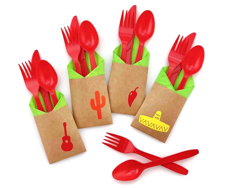 Fiesta Party Cutlery Bags Cinco De Mayo Decorations Fiesta Etsy