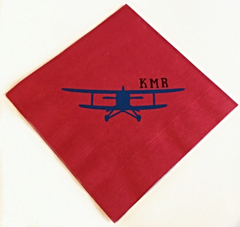 Personalized Vintage Airplane Napkins Airplane Party Etsy