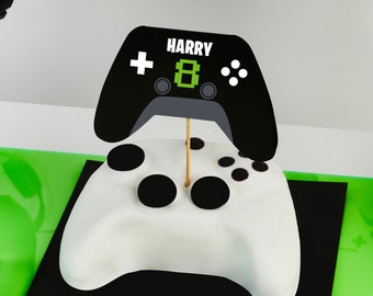 Custom Game Controller Cake Topper - Level Up Birthday Decorations, Video Gamer Party Supplies, Next Level Gaming Birthday Cake Decoration