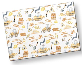 Construction Wrapping Paper Digger Gift Wrap Birthday Present Paper Kids Party Gift Wrap for Boys Vehicles Paper Transportation Theme
